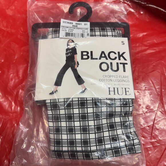 BNWT HUE U23689 Cropped Flare Cotton Leggings Gingham - Picture 3 of 6